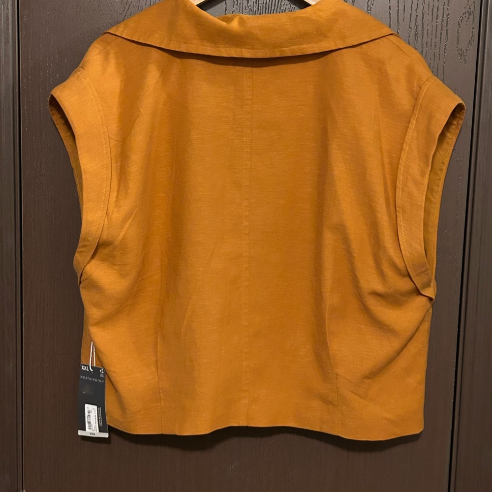 NWT Worthington Sleeveless Double-Breasted Brown Crop Jacket XXL - Picture 4 of 8